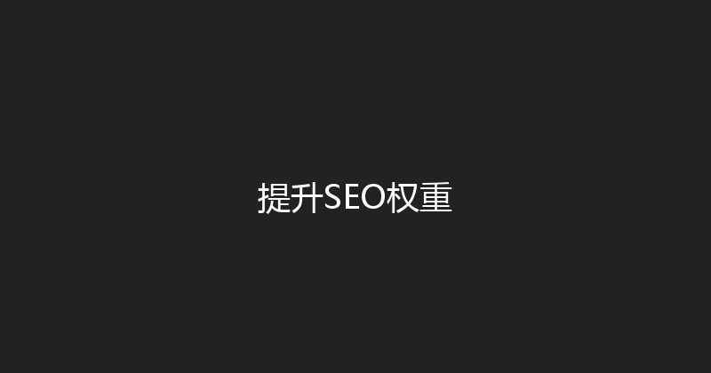 提升SEO权重 封面图