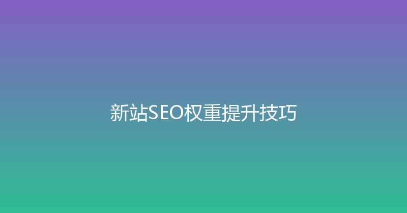 新站SEO权重提升技巧 封面图