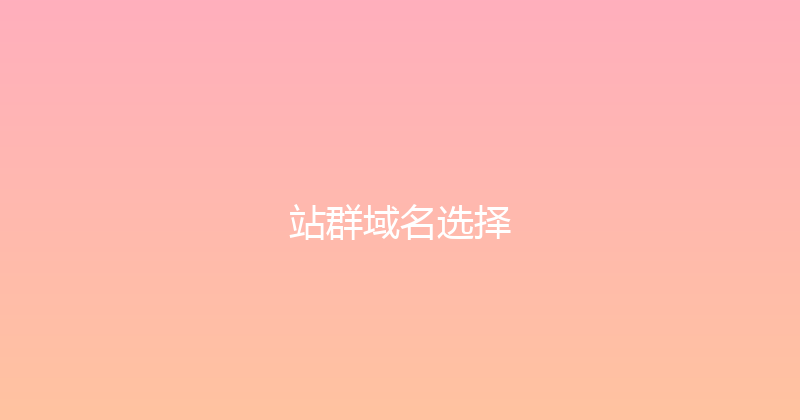 站群域名选择 封面图
