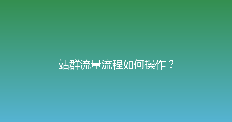 站群流量流程如何操作？ 封面图