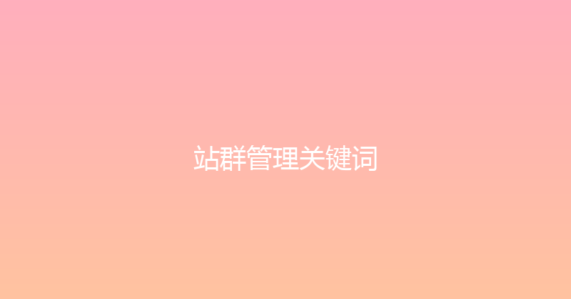 站群管理关键词 封面图