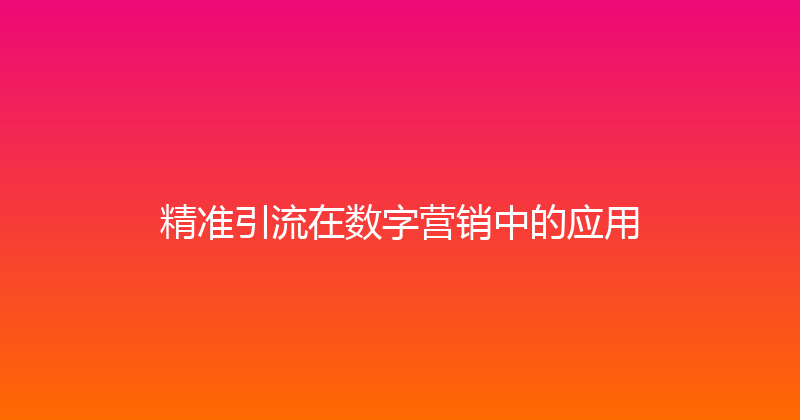 精准引流在数字营销中的应用 封面图