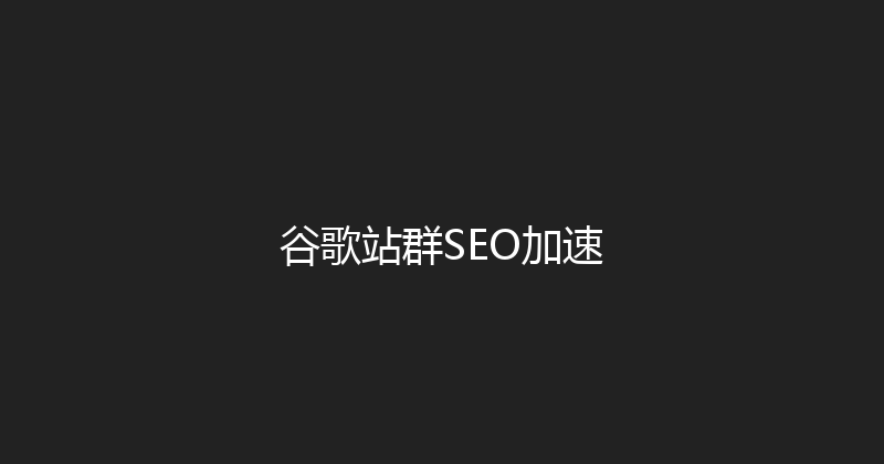 谷歌站群SEO加速 封面图