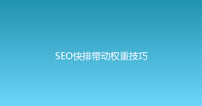 SEO快排带动权重技巧 封面图